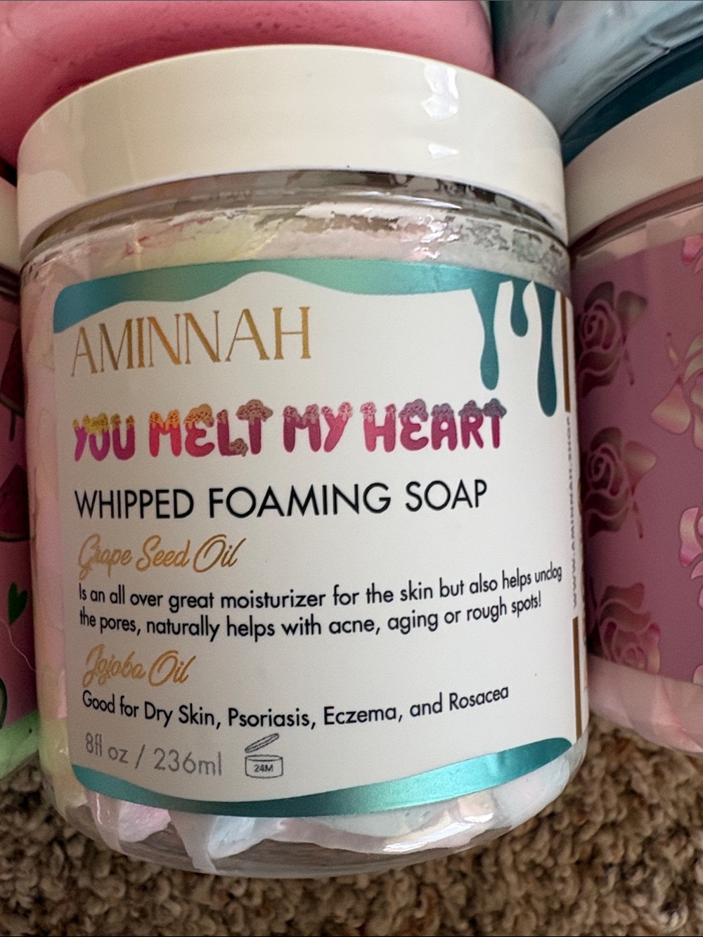 AMINNAH Pink & Pastel Bath & Body Moisturizer Set - Whipped Butters & Scrubs - Picture 6 of 9
